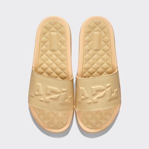 Women's Lusso Logo Slide Camel